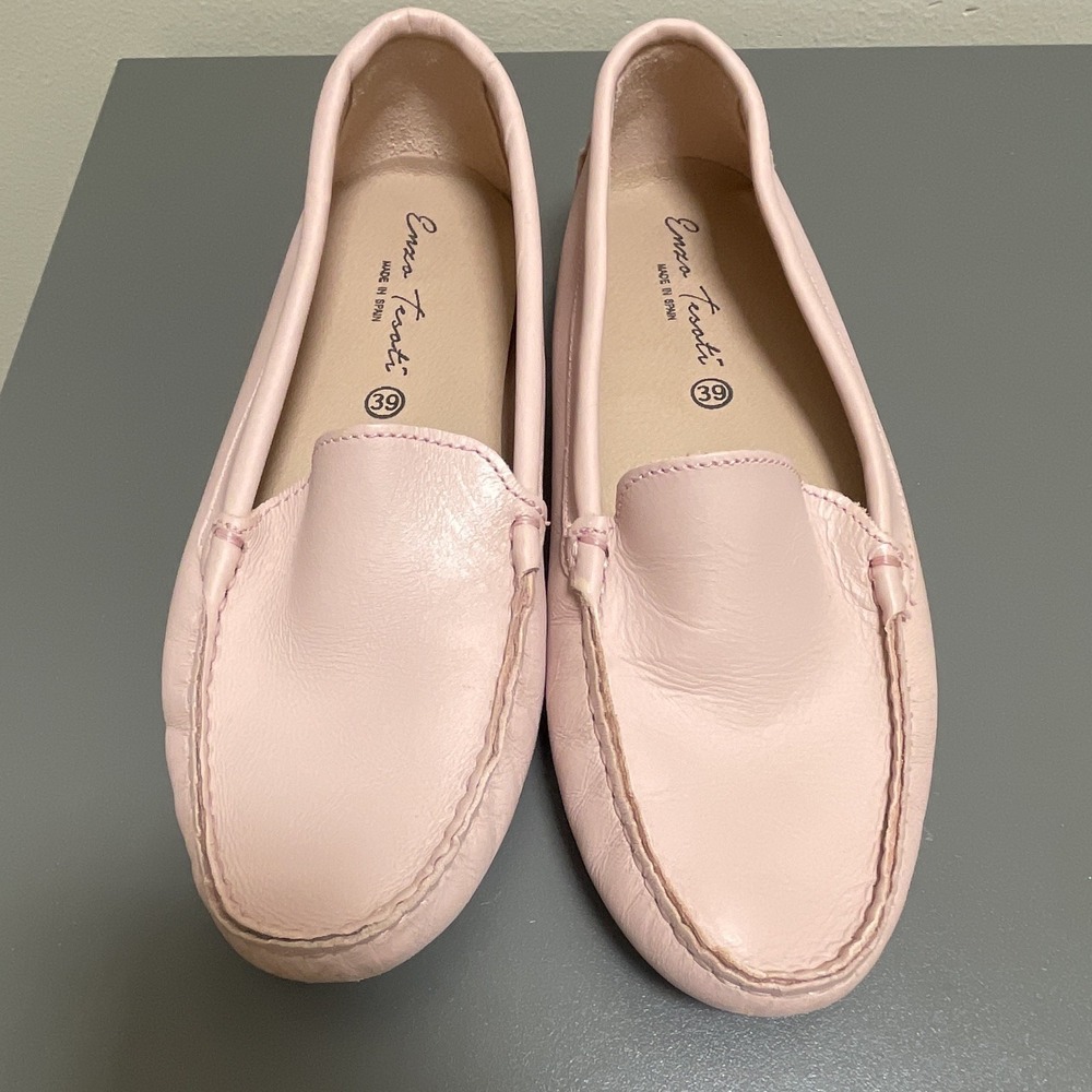 Enzo Tesoti Womens Pink Leather Slip On Loafer Flats 94247 EU 39 US 8.5